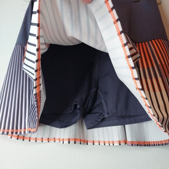 Lucky In Love Women's Activewear Skirt Skort Purple Flare Striped w/ Shorts S - Picture 2 of 4